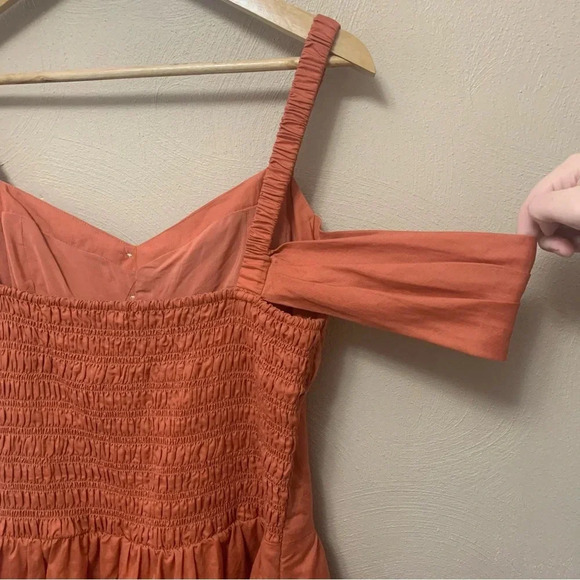 Anthropologie Off-The-Shoulder Linen Mini Dress Size Medium - Picture 12 of 16